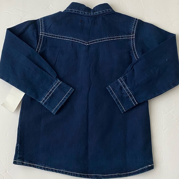 7 For All Mankind Dark Wash Denim Front Snap Closure Shirt Toddler Size 2T NWT - Picture 2 of 5